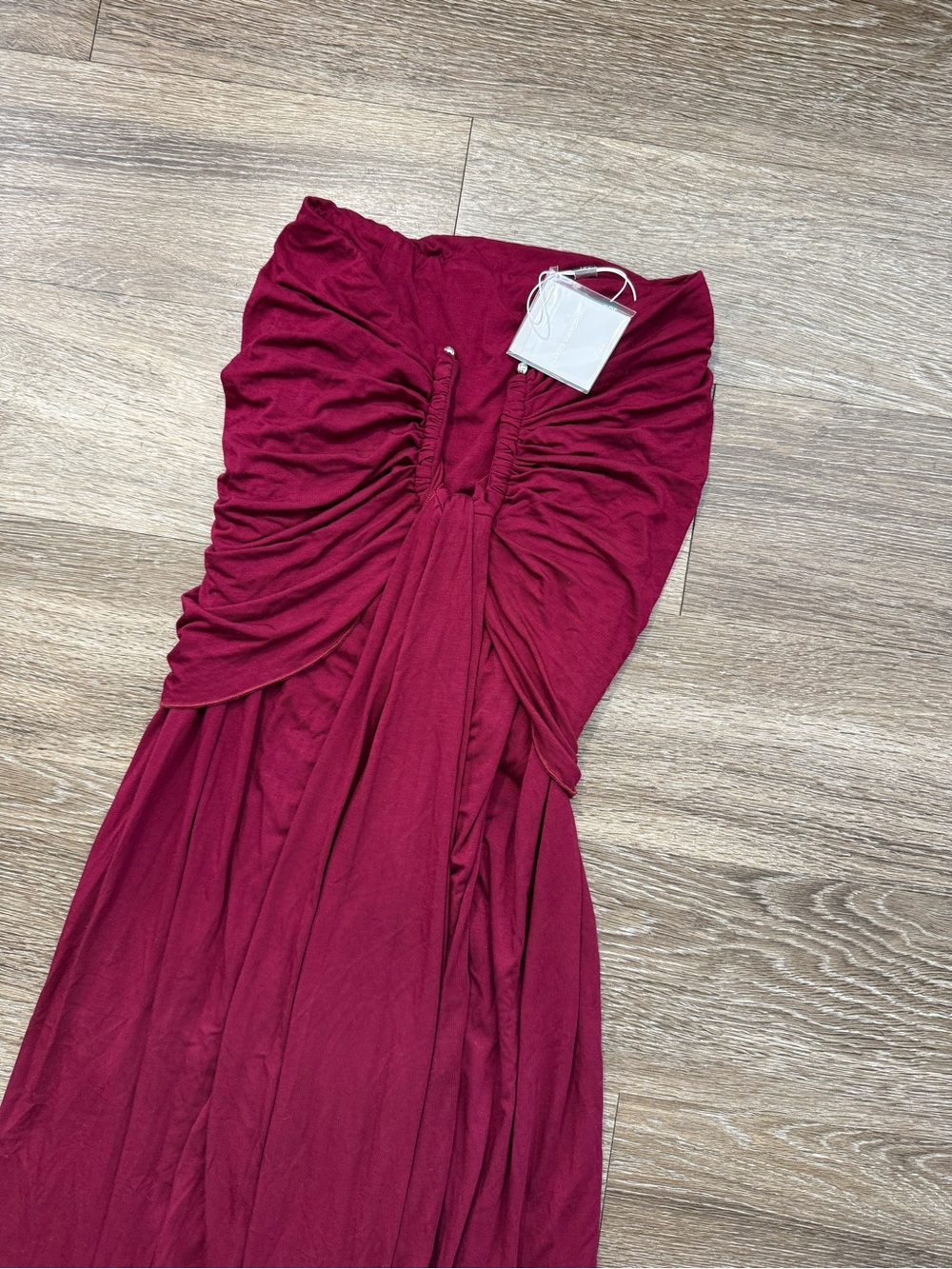 Naked Wardrobe U-Wire Ruched Maxi Skirt Sangria - Picture 7 of 12